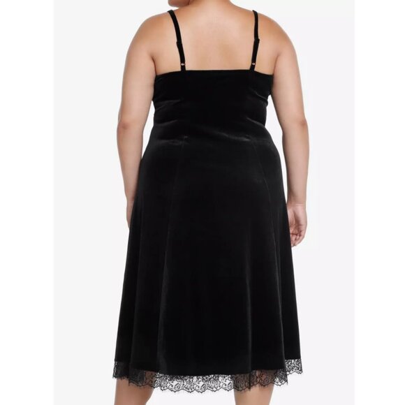 Hot Topic 2 Plus Size Cosmic Aura Black Velvet Lace Midi Dress 2X 18 20 - Picture 3 of 8